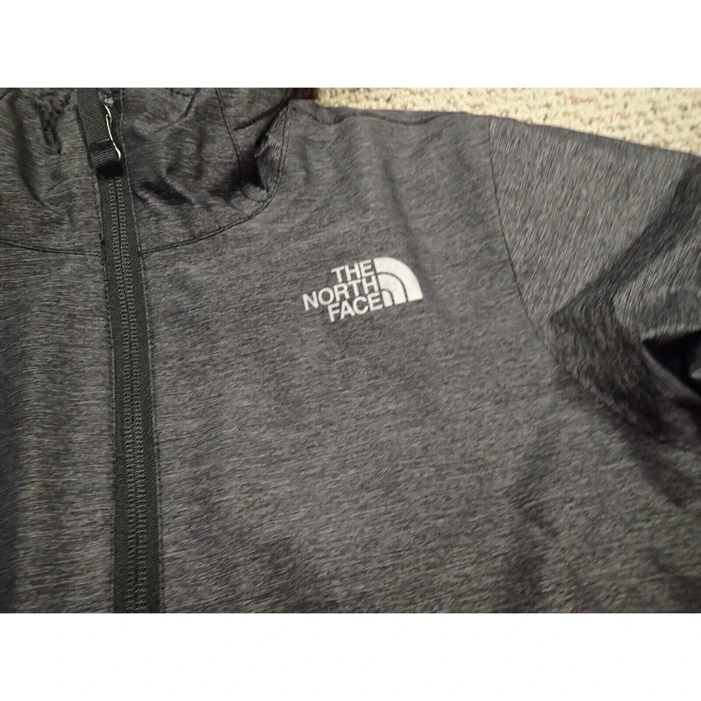 The North Face DryVent Jacket Boys 7/8 Grey Red Good Hooded Fleece‎ Lined Zip